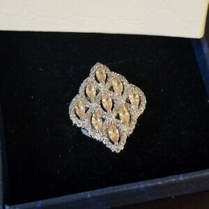 Swarovski Elements 925 Marquise Yellow stone ring Women's size 9